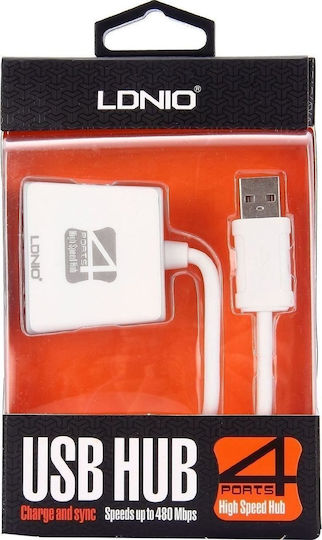 Ldnio DL-H3 Hub 4 Θυρών USB 2.0 με σύνδεση USB-A Λευκό