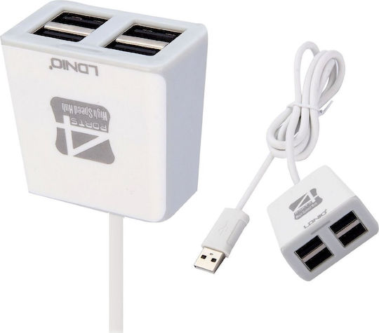 Ldnio DL-H3 Hub 4 Θυρών USB 2.0 με σύνδεση USB-A Λευκό