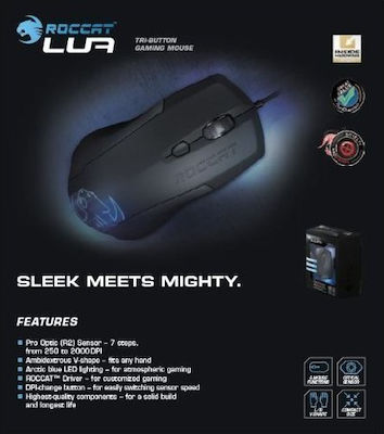 Roccat Lua Геймърска Мишка Черен