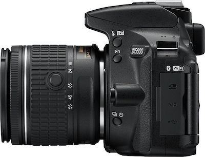 Nikon DSLR Φωτογραφική Μηχανή D5600 Crop Frame Kit (AF-P DX 18-55mm F3.5-5.6G VR) Black