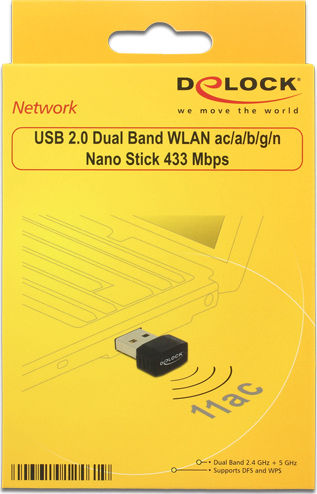 DeLock 12461 USB Адаптер За Мрежа С Безжично Свързване Wi-Fi 433Mbps