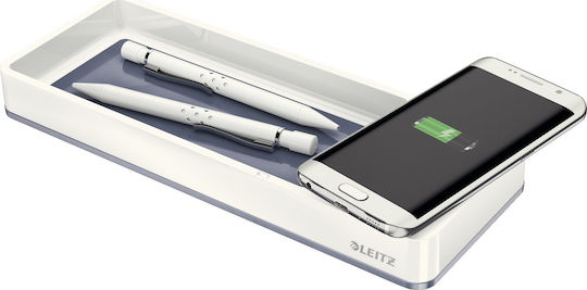 Leitz Ασύρματος Φορτιστής (Qi Pad) Λευκός (Leitz WOW Desk Organiser with Inductive Charger)