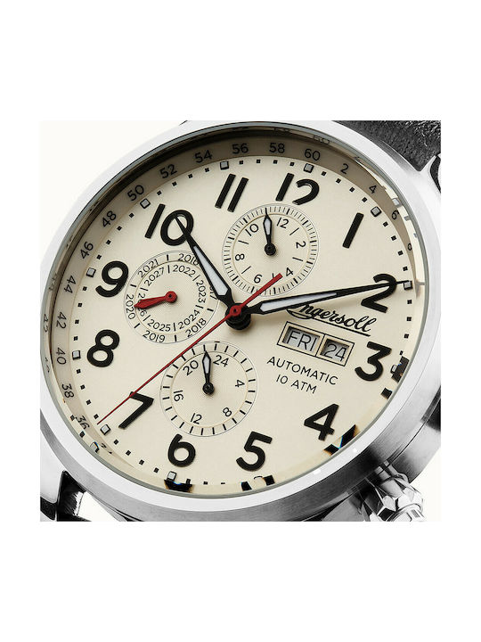 Ingersoll The Delta Automatic Watch Chronograph Automatic with Black Leather Strap