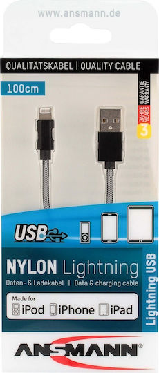 Ansmann Geflochten USB-A zu Lightning Kabel Gray 1m (1700-0045)