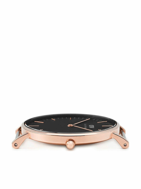 Daniel Wellington Sheffield Men's Watch 40mm Battery with Black Leather Strap