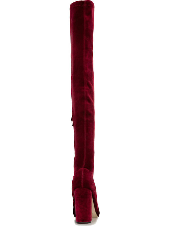 Damenstiefel Über dem Knie Burgundisch