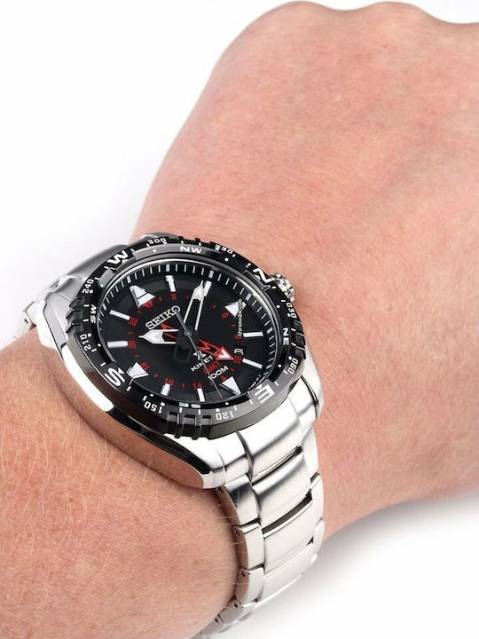 Seiko Prospex Land Мъжки Часовник 46мм Kinetic с Сребърен Метална Гривна