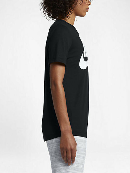 Nike Μαύρο Αθλητικό Γυναικείο T-shirt με Στάμπα Essential