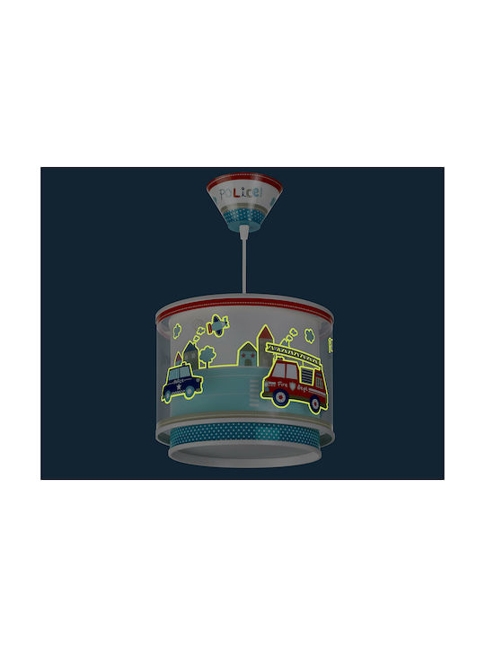 Ango Kids Plastic Single Ceiling Light E27 Police Blue 23W 26x21cm