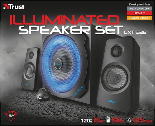 Trust GXT 628 2.1 Illuminated Computerlautsprecher 2.1 mit Leistung 60W in Schwarz Farbe