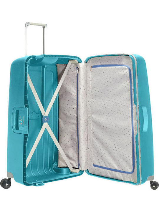 Samsonite S'cure Μεγάλη Βαλίτσα Ταξιδίου Σκληρή Τιρκουάζ με 4 Ρόδες Ύψους 75εκ.