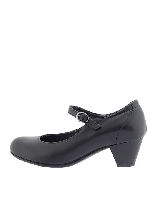 Anatomic Black Medium Heels with Strap