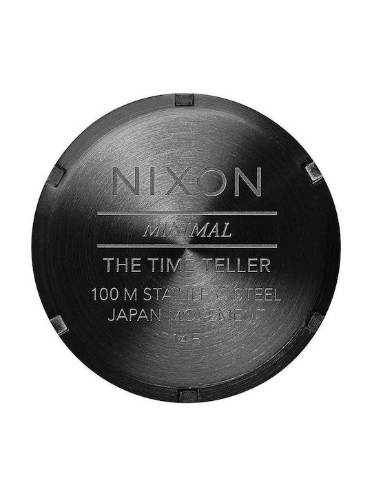Nixon Time Teller Ανδρικό Ρολόι 37mm Μπαταρίας με Μαύρο Μεταλλικό Μπρασελέ