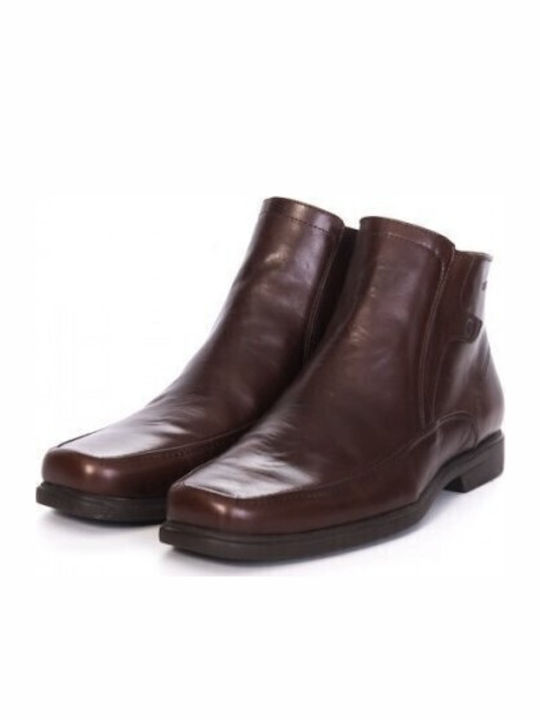 Leather Tabac Brown Men's Boots Anatomical with Zipper