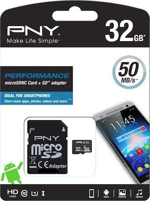 PNY Performance microSDHC 32GB Klasse 10 U1 UHS-I mit Adapter