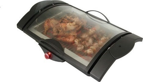 Serton Tabletop 2000W Electric Grill Aluminium with Lid and Adjustable Thermostat 37.5x24cm