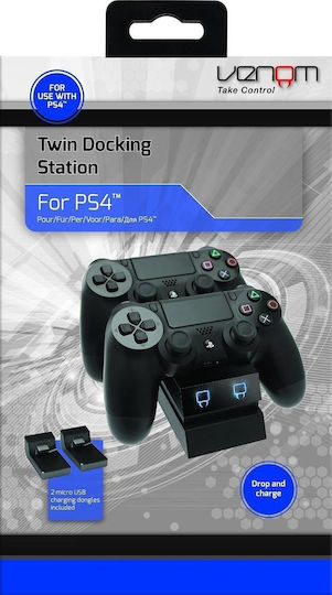 Venom Twin Docking Station Βάση για 2 χειριστήρια PS4 Μαύρη