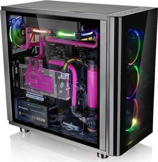 Thermaltake View 31 TG RGB Геймърско бюро Midi Tower Компютърна кутия със страничен прозорец Черен