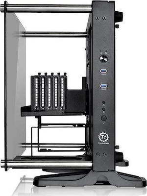 Thermaltake Core P1 TG Mini ITX Геймърско бюро Мини кула Компютърна кутия със страничен прозорец Черен