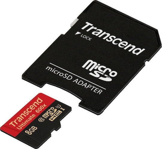 Transcend Ultimate 600x microSDHC 8GB Class 10 U1 UHS-I with Adapter