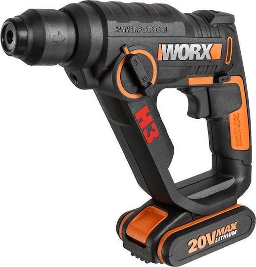 Worx WX390 Percuție Ciocan rotopercutor Baterie Fără perii 20V 2x2Ah cu Suport SDS Plus / Rapid WX390