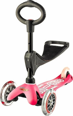 Micro Kinderroller Mini 3 in 1 Deluxe 3-Rad mit Sitz für 1-5 Jahre Rosa