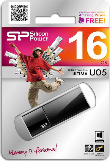 Silicon Power Ultima U05 16GB USB 2.0 USB Флашка Черен