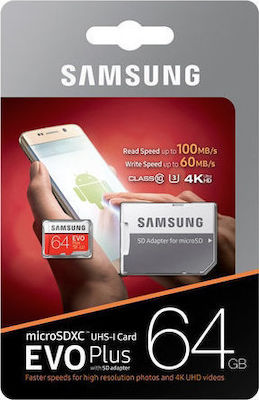 Samsung Evo Plus microSDXC U3 UHS-I 100MB/s με αντάπτορα