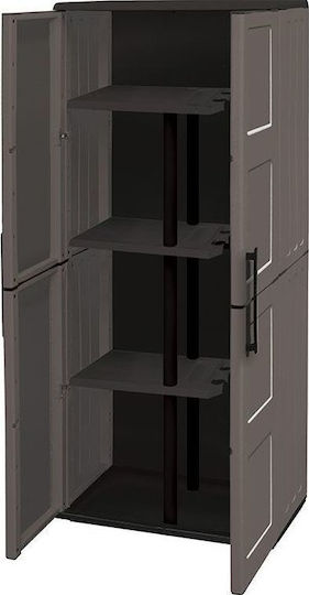 Doppelflügeliger Außenschrank zur Aufbewahrung aus Polypropylen mit Trennwand & 3 Regale 68x37x163cm