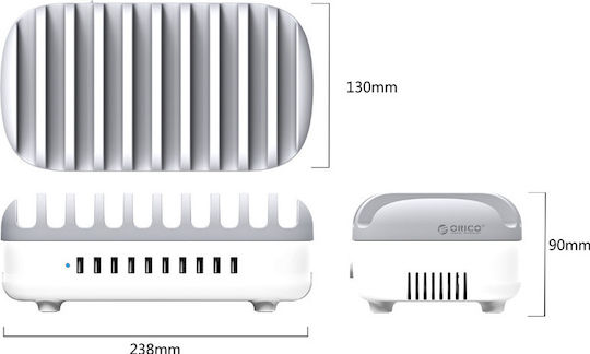 Orico Charging Station 120W Power Delivery In White Colour DUK-10P-WH