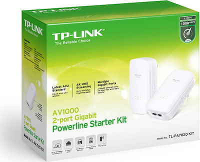 TP-LINK TL-PA7020KIT v2 Powerline για Ενσύρματη Σύνδεση και 2 Θύρες Ethernet