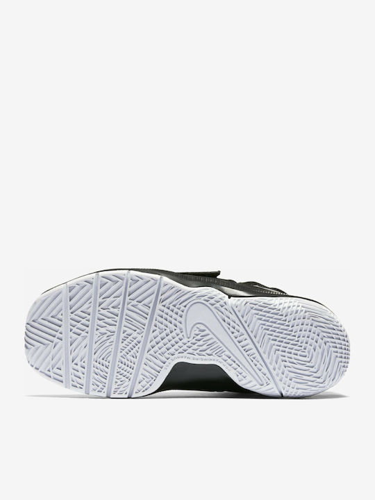 Hustle Team Hustle D 8 PSV Kids Sports Shoes Basketball with Hoop & Loop Closure Black / Metallic Silver / White