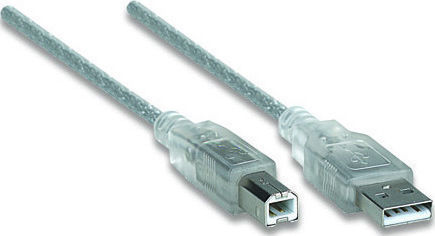 Manhattan USB 2.0 Кабел USB-A мъжки - USB-B мъжки Прозрачен 3м 390170