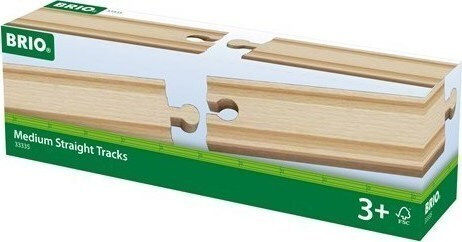 Brio Toys Medium Straight Tracks Ράγες Σιδηρόδρομου από Ξύλο