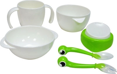 Berz Set de hrănire Crab din Plastic Verde 5buc pentru 4+ luni