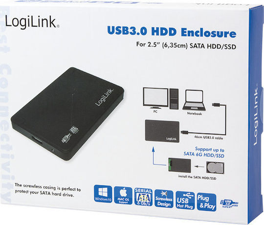 LogiLink Hard Drive Case 2.5" SATA III with connection USB 3.0 in Schwarz color