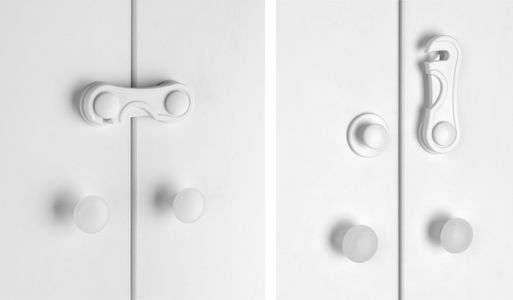 Inofix Cabinet & Drawer Lock with Sticker made of Plastic in White Color 5.7x5.7cm 2pcs