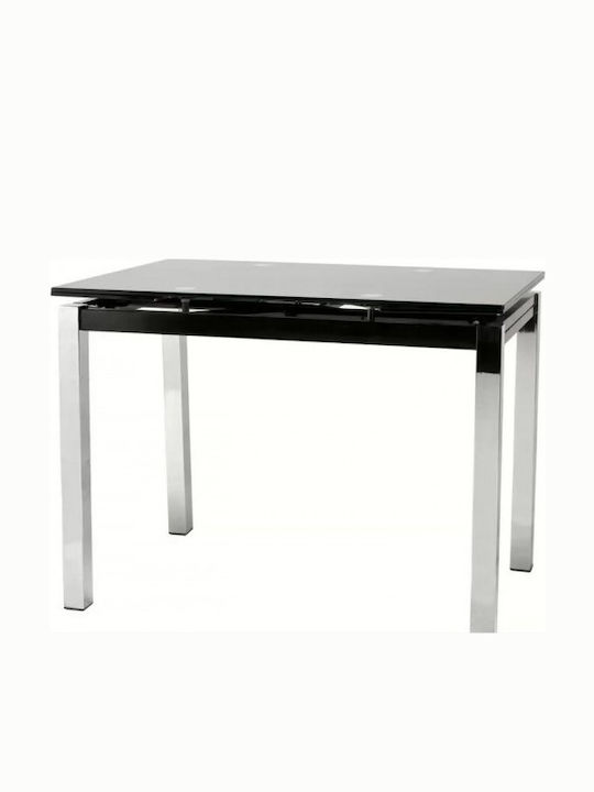 Glamour Table Kitchen Extendable with Glass Surface Sandblasting 100(+50)x65x75cm