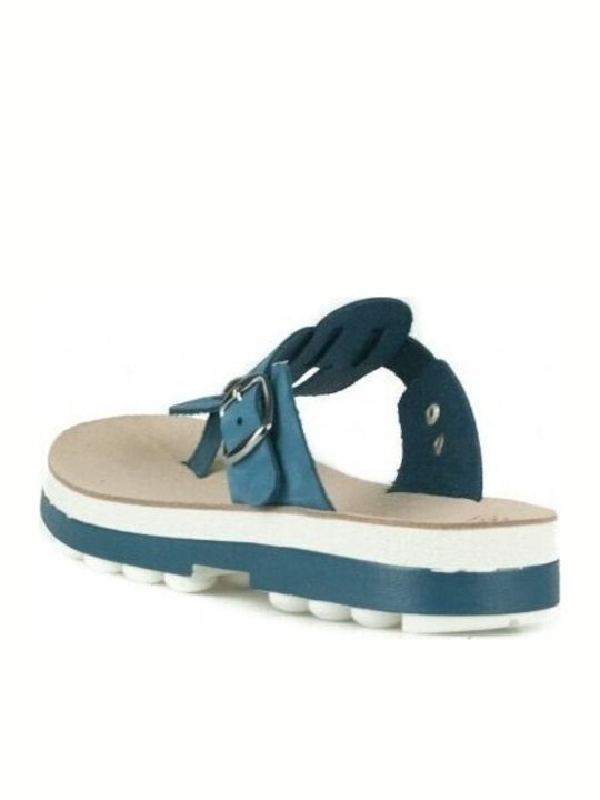 Sandale Casual Damă Anatomici Din Piele Albastru/Alb