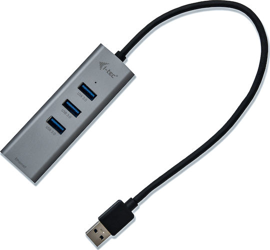 i-tec USB Hub 3 Ports USB 3.0 with USB-A Connection Ethernet Gray