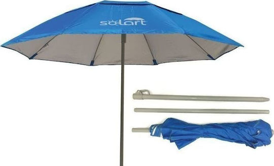 Solart Folding Beach Umbrella Diameter 1.8m with UV Protection and Air Vent Blue