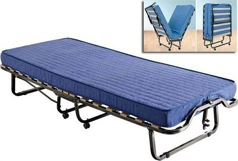 Folding Guest & Folding Bed with Mattress 10cm Double Blue 190x140x33cm
