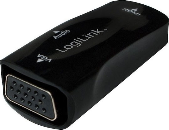 LogiLink Konverter HDMI weiblich zu 3.5mm / VGA weiblich Schwarz 1Stück (CV0108)