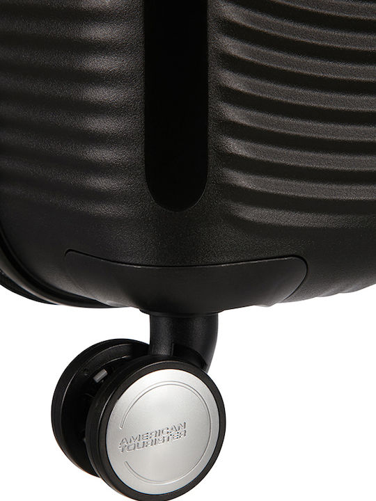 American Tourister Soundbox Spinner Expandable Large Hard Black Suitcase with 4 Wheels Height 77cm