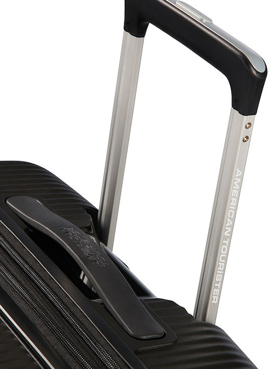 American Tourister Soundbox Spinner Expandable Cabin Hard Suitcase Bass Black with 4 Wheels Height 55cm