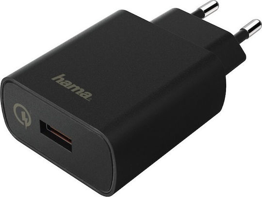 HAMA Kabeloser Handyladegerät mit USB-A Ausgangsanschluss 19,5W Schnellladetechnologie Schnellaufladung 3.0 Schwarz (178238)