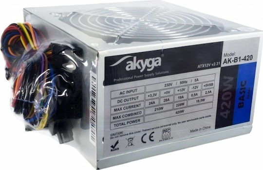 Akyga AK-B1-420 420W Μαύρο Τροφοδοτικό Υπολογιστή Full Wired