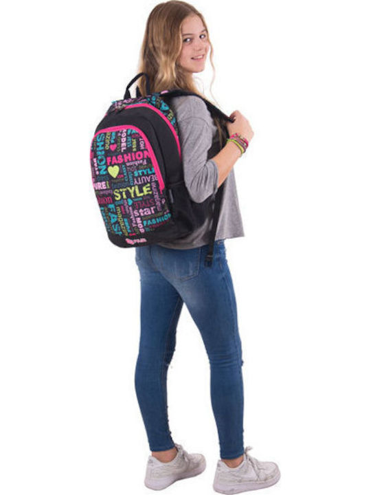 Pulse Cots Fashion Schulranzen Rucksack Junior High-High School Schwarz mit Flaschenhalter