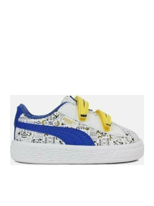 Puma Kinder-Sneaker Minions Basket mit Klettverschluss Weiß