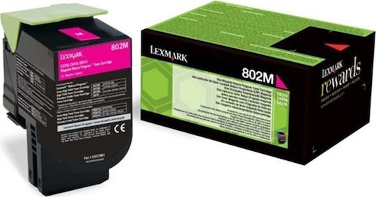 Lexmark 802 Γνήσιο Toner Laser Εκτυπωτή Ματζέντα 1000 Σελίδων (80C20M0)